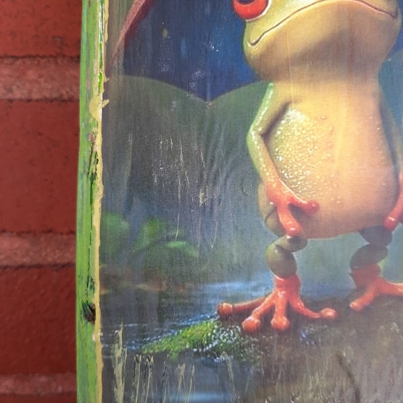 * SALE / Hand Crafted /  Cute frog under an umbrella, Mixmedia art / Home decor - Picture 5 of 11